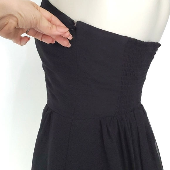 LE CHATEAU Black Floral Print Strapless Knee Length Dress Size XS - Picture 8 of 13